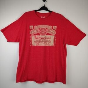 Budweise Vintage Look Red Cotton Basic Tee Tshirt XL
